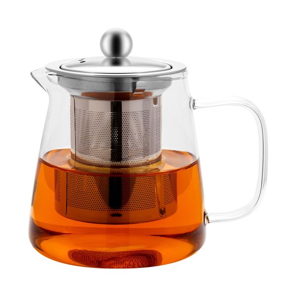 Honneeo Glass Teapots 1500 1200 950 750 450 430ml Borosilicate Glass Tea Pots with Infuser, Stovetop Safe Tea Kettle with 304 Stainless Still Strainer for Loose Leaf Herbal Fruit Tea (430ml Teapot)