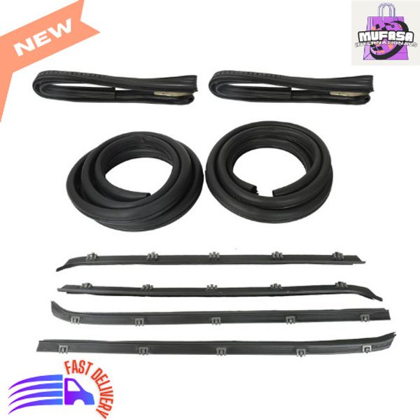 GMC Truck Front Door Window Run Sweep Felts Weatherstrip Seals Kit Set for Chevy