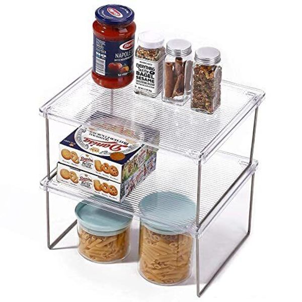 Pantry Organizer, Cabinet Storage Shelf Rack, Stackable Kitchen Cabinet,