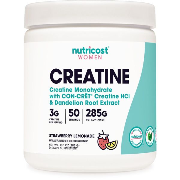 Nutricost Creatine Monohydrate Powder for Women Strawberry Lemonade, 50 Servings