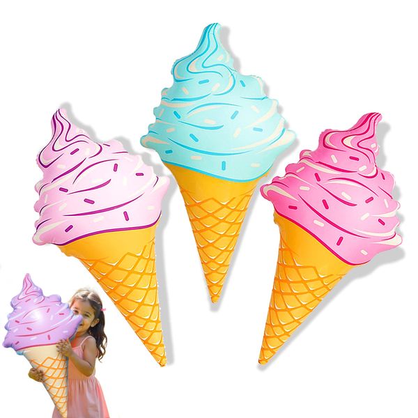 Novelty Place Giant Inflatable Ice Cream Cone for Summer Party, Swimming Pool, Beach, Birthday, and Outdoor Decorations(36 Inches, Pack of 3)