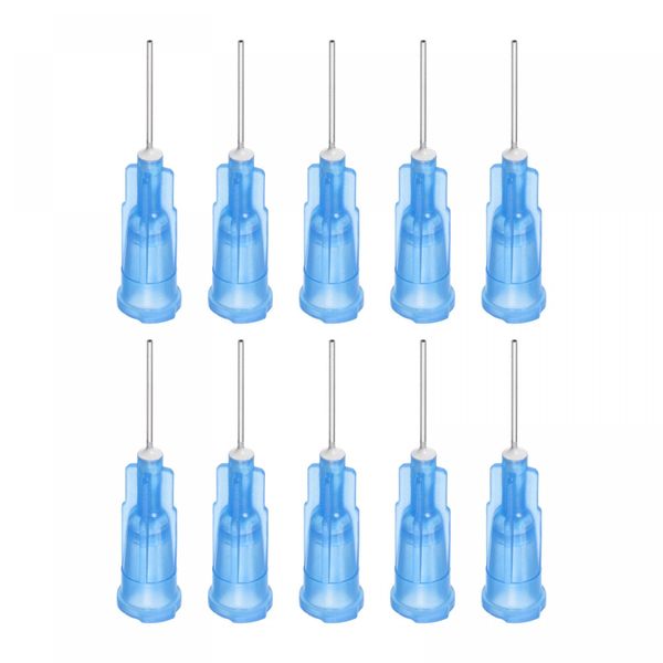 uxcell Dull Tip Dispensing Needle for Liquid Glue Guns 23G 12mm Length Blue 10pcs