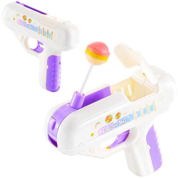 Skylety Candy Gun Toy Lollipop Gun Sweet Toys Light Toy Lollipop Storage Gun Toy Sugar Storage Toy for Christmas Boys and Girls Adult I Love You, No Candy Included (Purple)