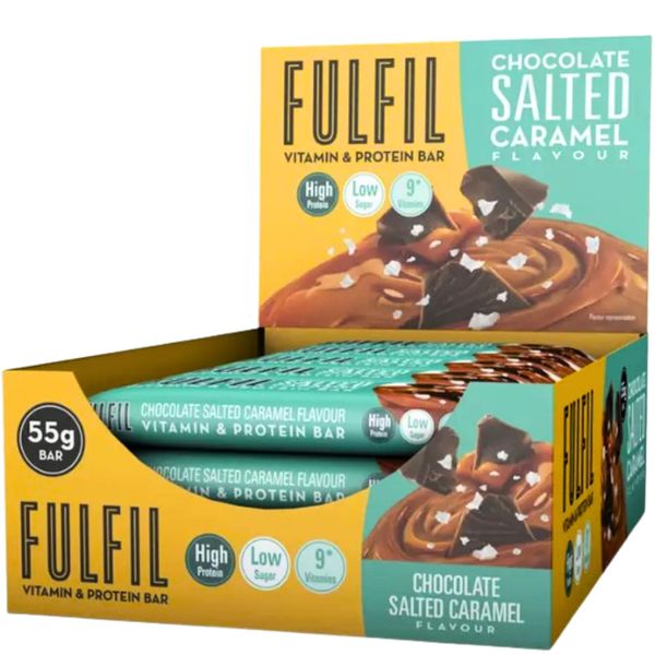 Protein Bars Multipack with Fulfil Chocolate Salted Caramel Protein Bar Snack 15x 55g | On The Go Snacks Perfect for Sharing Snack Box