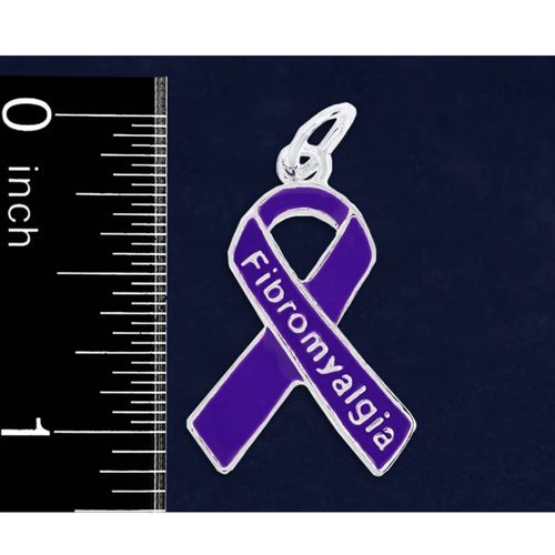 10 Pack Fibromyalgia Purple Ribbon Hanging Charms - Perfect for Bracelets, Purses, Zipper Pull, Dog & Cat’s Collar, Support Groups, Fundraisers and More!
