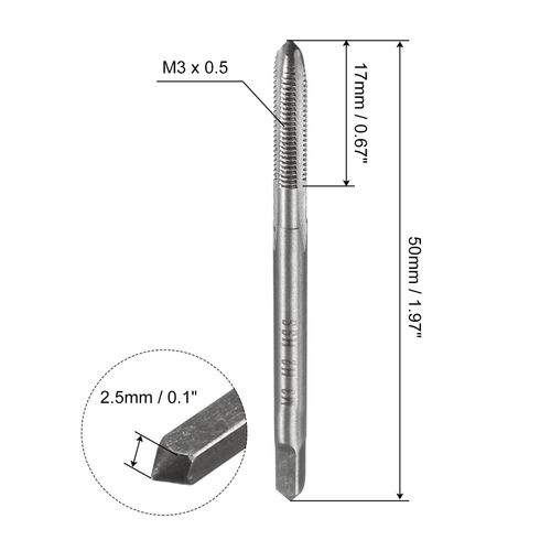 sourcing map 4pcs Metric Thread Taps M3 x 0.5 H2 High Speed Steel Straight Flutes Machine Screw Taps Threading Tapping Repair Tools