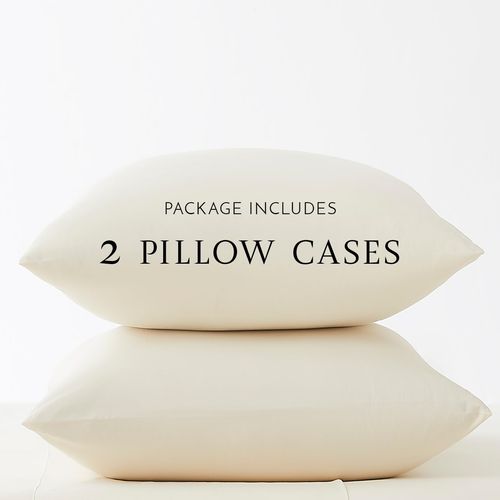 Linen Closet Luxury Cotton Percale King Pillowcases, Set of 2, Ivory