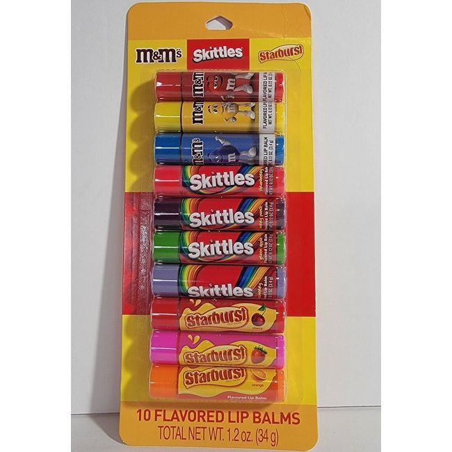 Taste Beauty Candy Flavor Lip Balm Set 10 Lip Balms m&ms Skittles Starburst New