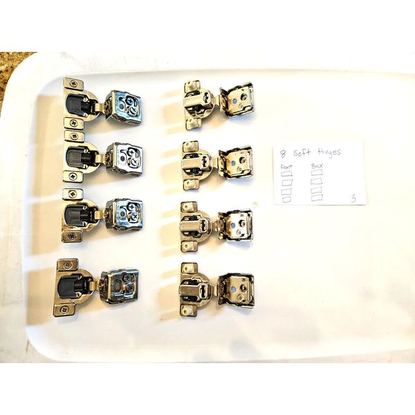 Cabinet hinges -   8 Qty, for 4 doors - Silver color