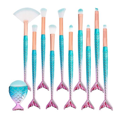 Make Up Brush Set, 3D Mermaid Makeup Brush, 11 Pieces, Professional Cosmetic Makeup Brushes for Foundation, Powder Cream, Blush, Eyeshadow, Eyebrows, Eyeliner