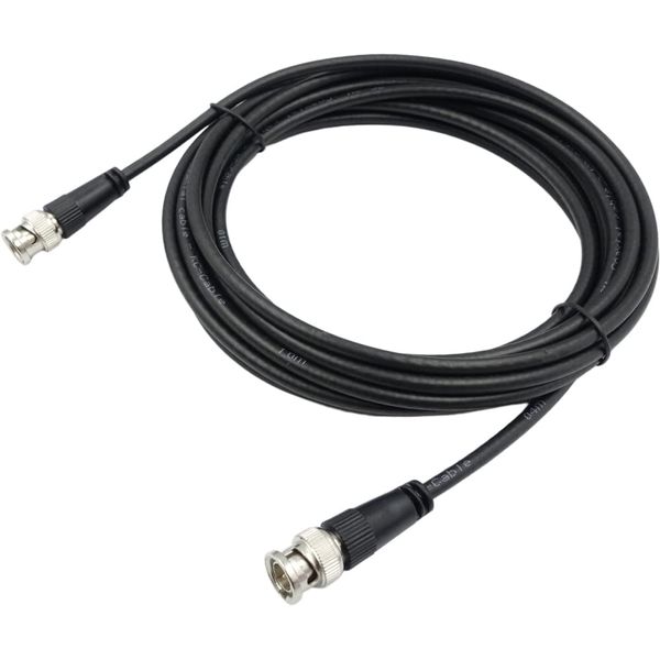 KC-12833 5m 3C-2V Coaxial Cable (BNCP-BNCP Both Ends BNC Connector), Security Camera, Video Cable, 3C2V BNC Connector, Coaxial BNC Cable, Supports Video Lines, AHD, TVI, Analog CVBS Signals, Outer Diameter: 0.2 inches (5 mm), Tested in Japan, Black