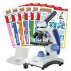 AmScope 40X-1000X Student Microscope Kit + 10-piece Slide Set + Experiment Cards