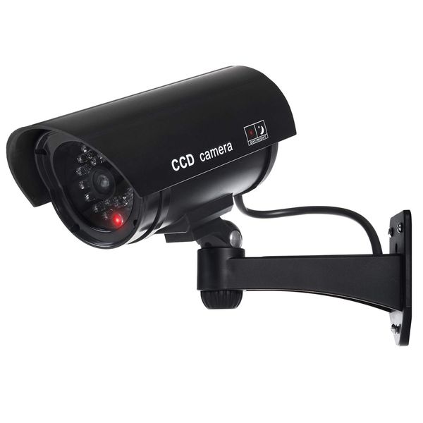 IR1100 Outdoor Black Security Camera Camera CCTV Dummy With Flashing LED with Screws