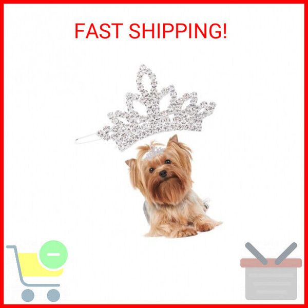 PET SHOW 1pc/Pack Dog Tiara Crown Hair Clips Bows for Small Dogs Costume Crystal