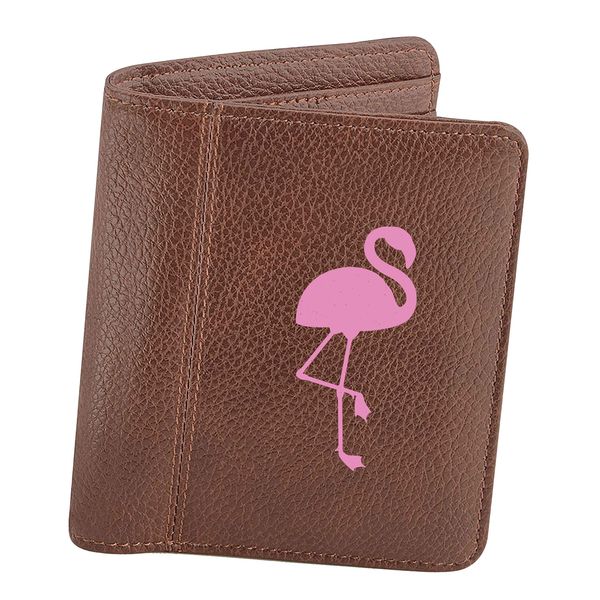 Flox Creative Mens Brown Wallet Pink Flamingo