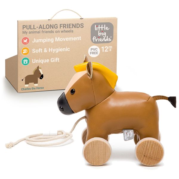 Little Big Friends Pull Along Friends | Pull Along Toy for Baby | Traditional Toys | Easy to Clean | Charles The Horse