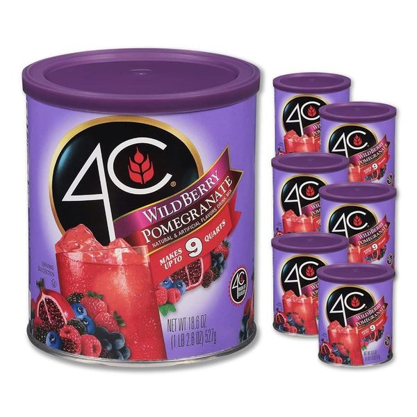 4C Powdered Beverage Mix Container Wildberry Pomegranate 6 Pack 9 Quart Family Size Thirst Quenching Flavor (VAT included)