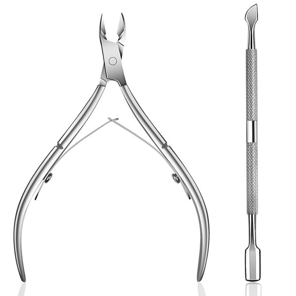 Ejiubas Cuticle Pusher Cuticle Nipper Stainless Steel Cuticle Trimmer Cuticle Remover Tool Set for Fingernails and Toenails Pedicure Manicure Tools Silver Christmas