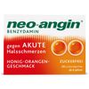 neo-angin Benzydamine for acute sore throat with honey orange flavour, for painful sore throat, for adults and school children from 6 years, sugar-free, pack of 20