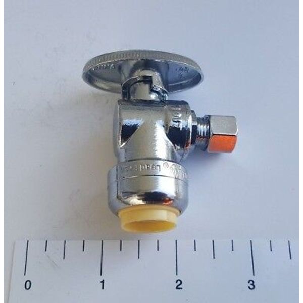 5 Pcs 1/4" OD Compression x 1/2" Push Fit Angle Valve. 1/4-Turn, Metal Handle