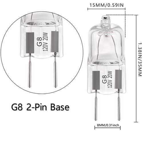 YBEK G8 Halogen Light Bulbs 20W 120V Under Cabinet Lighting Replacements 2Pin 2700K Warm White (Pack of 10)