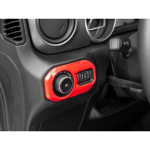 RedRock Headlight Switch Trim; Red Compatible For 18-25 Jeep Wrangler JL