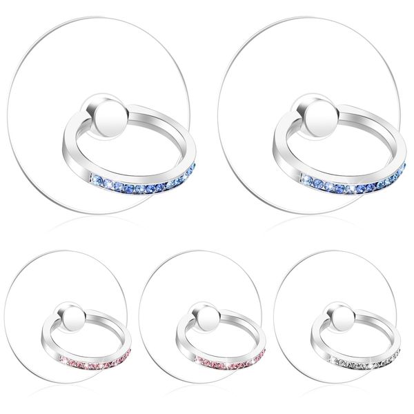 5 Pcs Phone Ring Holder Grip Diamond Cell Phone Ring Holder Stand Transparent Phone Rings Holder Grip 360°Rotation Finger Ring Stand Compatible with Most of Phones