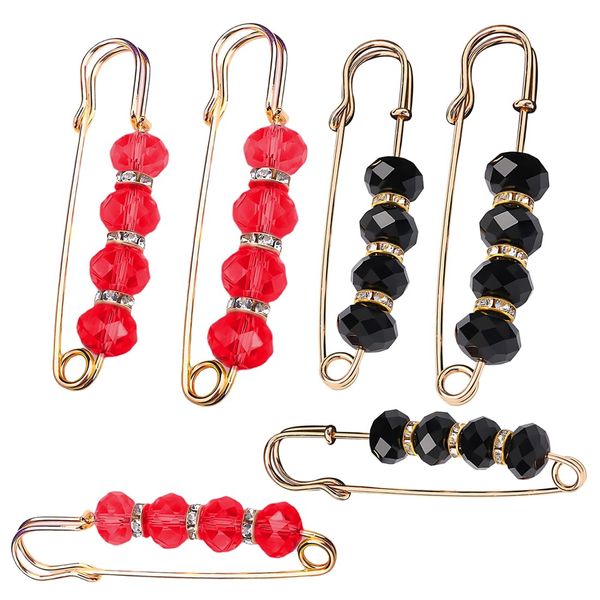 CJZZ 6 Stück Sicherheitsnadeln Groß, Broschen für Kleidung, Sicherheitsnadeln Klein, Cardigan Clip, für Damen Mädchen Kleidung Dekoration Sicherheitsnadel Brosche Clips (DREI Größen)
