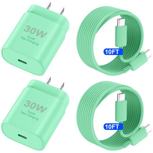 USB C Phone 16 15 Pro Max Charger Fast Charging Block, 30W USB C Charger with 10FT USB-C Fast Charging Long Cable Cord for Phone 16 Pro Max/16 Pro/16 Plus/16/15 ProMax/15Pro/15Plus/15 GalaxyS24-green