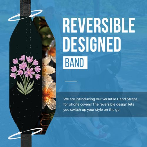 Switchbands Phone Grip Strap - Pack of 2 Reversible Finger Holder for Phone Back, Customizable Anti-Slip Design, Wireless Charging Compatible Detachable Holder for iPhone - Enemal Blossom