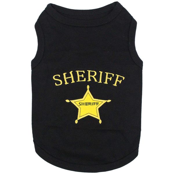 Parisian Pet Sheriff Dog Cat Clothes Tee Shirts Embroidered T-Shirt, L