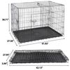 24" 36" 42" Dog Crate Kennel Folding Metal Pet Cage 2 Door With Tray Pan Black