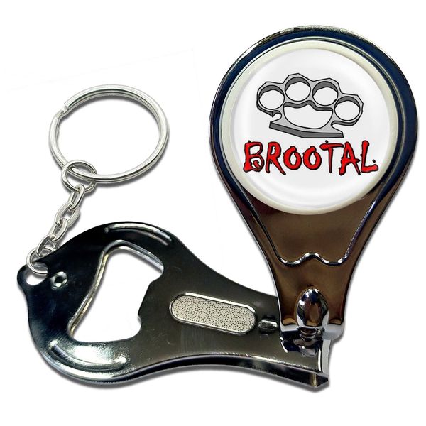 BadgeBeast.co.uk Br00tal Knuckleduster - Key Ring Bottle Opener and Nail Clipper