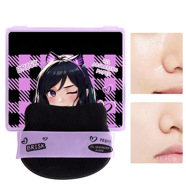 Matte Blotting Paper | Facial Oil Blotting Paper,Blotting Papers with Case Makeup Puff, Natural Charcoal Absorb Excess Oil for Home Office School Travel