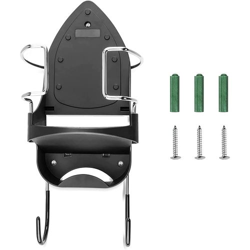 Hausdec Iron Board Hanger Wall Mount Electric Iron Holder Iron and Ironing Board Storage Organizer Shelf with Removable Hooks -1