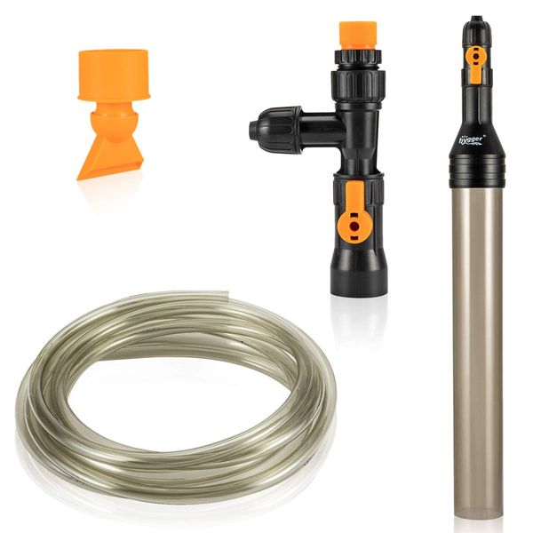 hygger Bucket-Free Aquarium Water Change Kit Fish Tank Auto Siphon Pump Gravel Cleaner Tube with Long Hose Water Changer Maintenance Tool 25-FEET