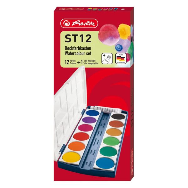 Herlitz ST12 Watercolour Set with Opaque White (12 Colors)