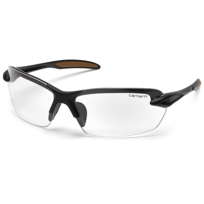 Carhartt Spokane Lightweight Half-Frame Safety Glasses, Black Frame, Clear Lens