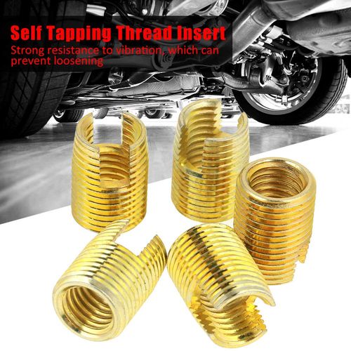 Self Tapping Threaded Inserts, 50PCS M3-M12 Carbon Steel Thread Slotted Inserts Combination Set Repair Thread Tool