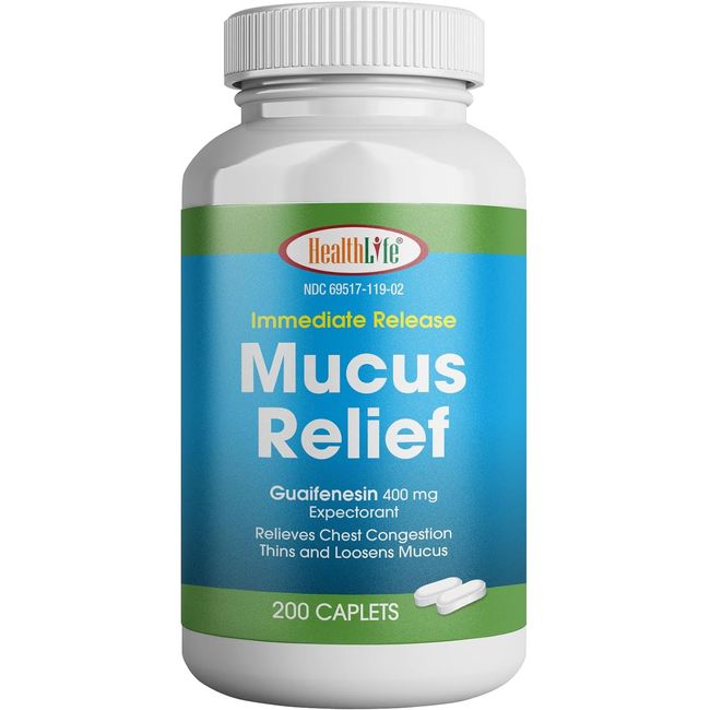 HEALTH LFE Mucus Relief Guaifenesin Caplets 400 Mg, Immediate Release Fast Actin