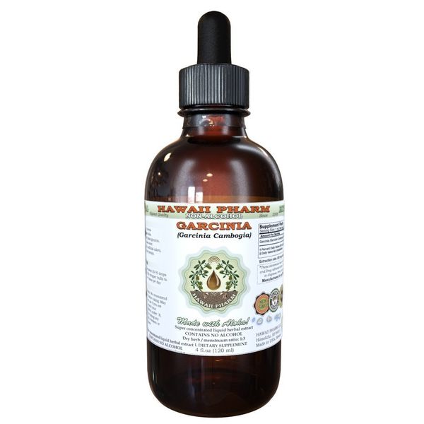 Pure Garcinia Alcohol-Free Liquid Extract, Organic Garcinia (Garcinia cambogia) Dried Fruit Glycerite Hawaii Pharm Natural Herbal Supplement 2 fl.oz