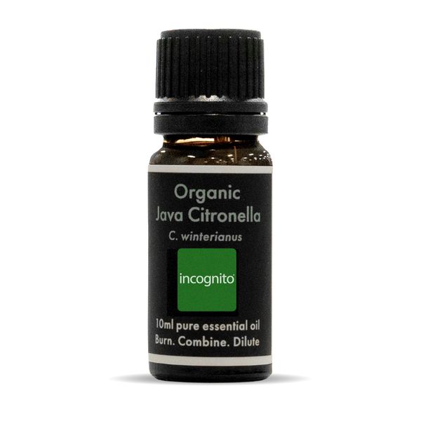 INCOGNITO - Organic Java Citronella Oil - Mosquito Repellent Citronella Oil, Insect Repellent Certified Organic and Vegan Citronella Oil for Candle Making, Wax Melts, Oil Burners, Aromatherapy, 10 ml