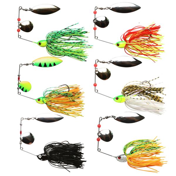 6stk Spinnerbait Angelköder Spinner Kunstköder Hechtköder Chatterbait Set Fischköder Hartmetall Multicolor Buzzbait Spinnerbait Jigs für Barsch Hecht Forelle Zander Lachs