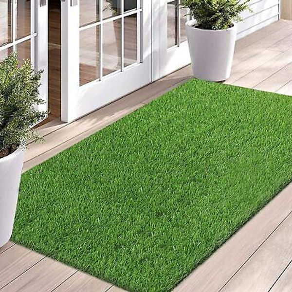 Artificial Grass Rug Indoor Outdoor Rug, Dog Grass Mat with Drainage Holes, S...