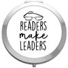 Readers make leaders hobby statement [CM17 HAAS] compact pocket mirror - silver round circle shape