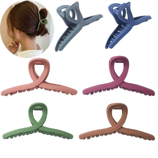 Senllori Haarklammer, 10.9cm Haarspangen für dickes Haar Rutschfestes Haar Jaw Clips Haarstyling-Zubehör für Frauen Damen Mädchen,Rutschfeste Haarnadel Haarkralle 6 Stück