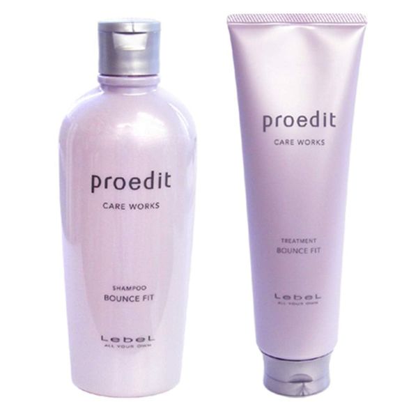 Lebel Proedit Care Works Hair Shampoo 300ml & Hair Ttreatment 250ml Set - Bounce Fit (Green Tea Set)