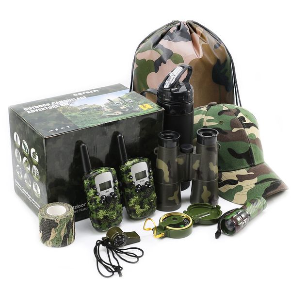 CEREM Outdoor Adventure Kit for Kids – Premium Camouflage Camping Gear with Walkie-Talkies – Military Style Toys – Explorer Gear Play Set – 10 in 1 Bundle – Ideal for All Ages and Genders