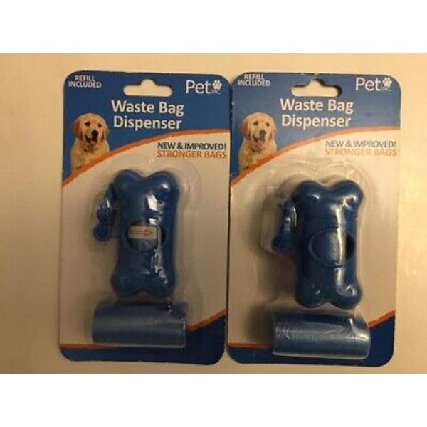 PETS INC 2 Dog Waste Bag Dispenser with Blue Bags includes refill bag too NEW