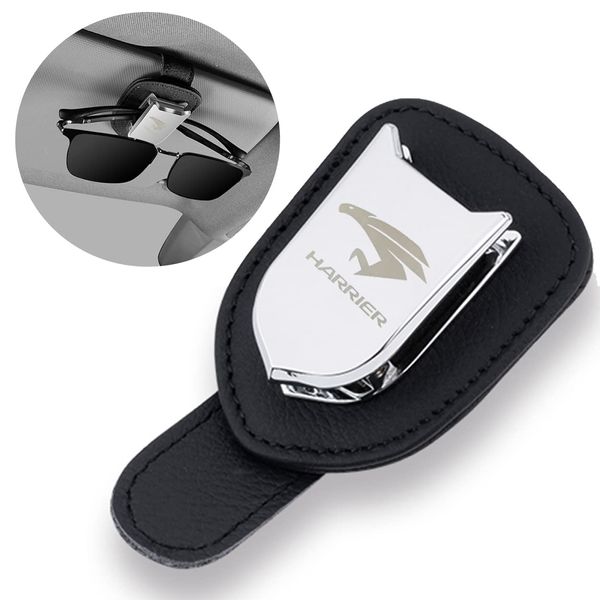 Harrier Glasses Holder Leather Sunglasses Clip Car Sun Visor Sunglasses Glasses Ticket Card Clip Holder Eyeglass Clip Car Eyeglass Holder Easy to Install 4 Colors (Black)